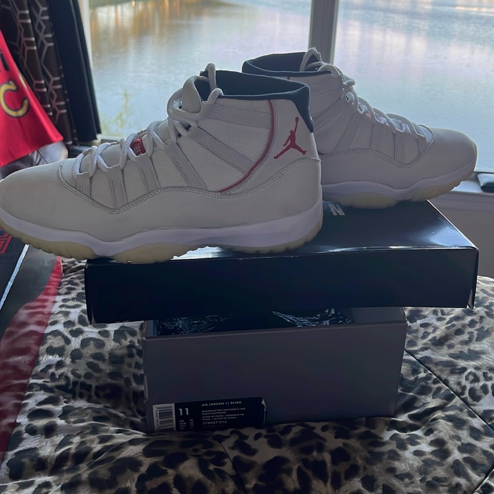 Air Jordan 11 Platinum and Red Size 11.5